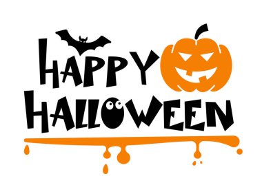 Cadılar bayramın kutlu olsun. Yarasa ve balkabağı ile vektör illüstrasyon.