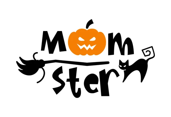 Halloween typografie logo design s citátem - Momster s dýní pro maminky. — Stockový vektor