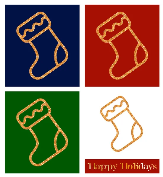 Різдвяний декор із золотою блискучою текстурою. Різдвяний шкарпетка - шаблон вітальної листівки та векторний елемент дизайну — стоковий вектор