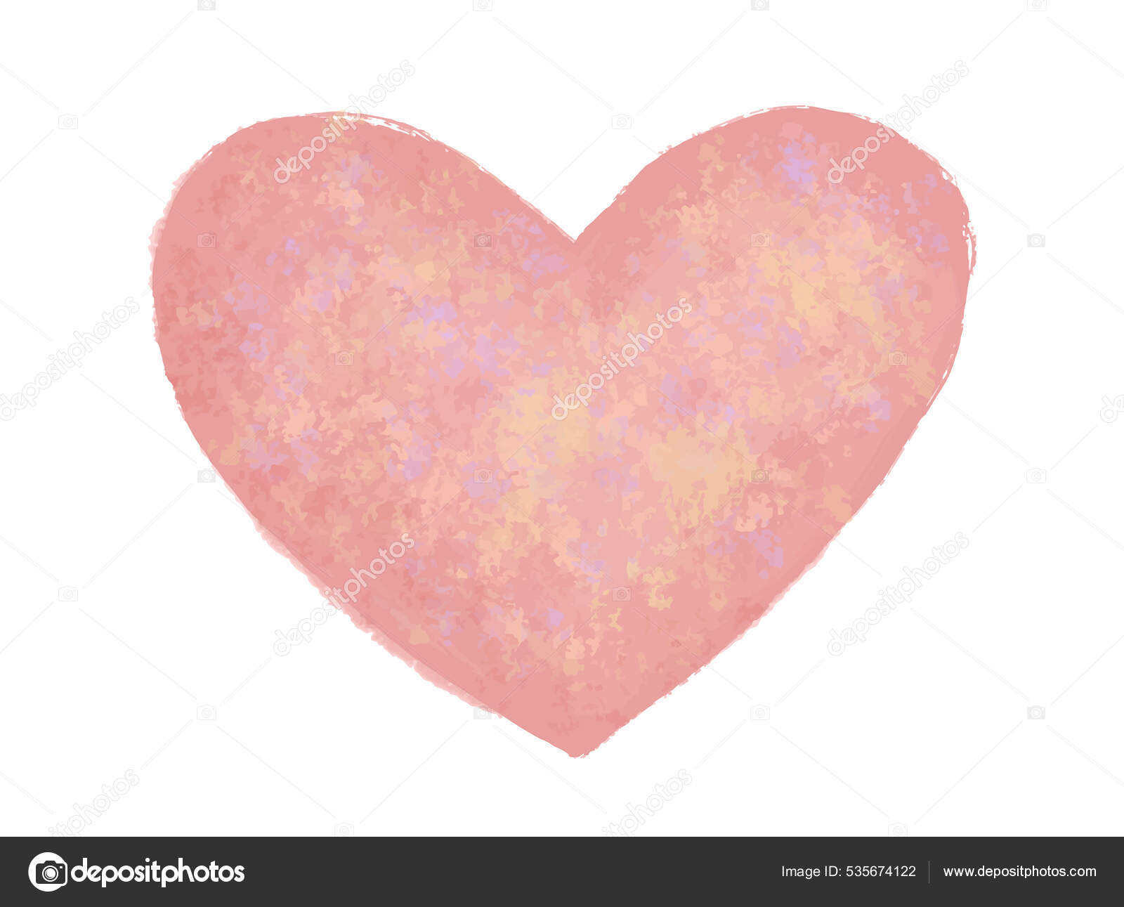 Hand drawn stylized heart. Pink heart with chalk texture Stock Vector ...