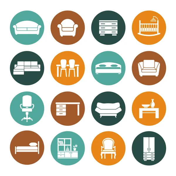 Un conjunto de iconos planos para muebles para el hogar — Archivo Imágenes Vectoriales