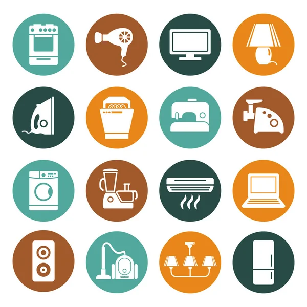 Un ensemble d'icônes plates d'appareils ménagers pour la maison — Image vectorielle