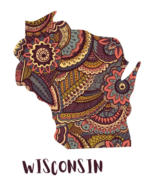Mapa estilizado del estado de Wisconsin. — Vector de stock