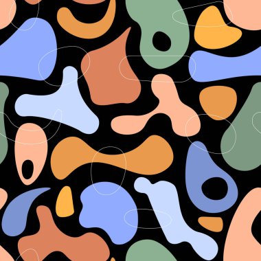 Renkli soyut noktaların ve çizgilerin kusursuz deseni