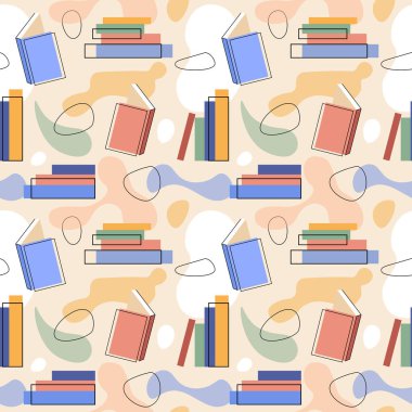 Renkli soyut noktalar ve kitapların kusursuz deseni