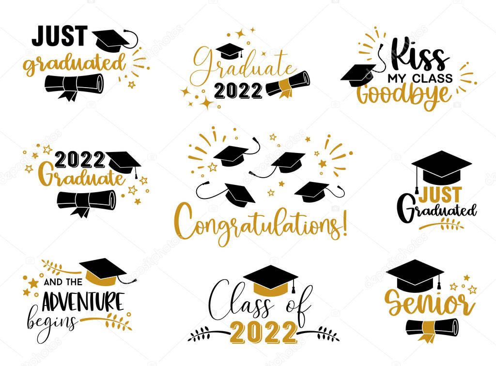 Graduation congratulations at school, university or college . Trendy calligraphy inscription