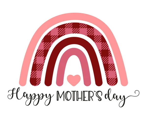 Mother s day greeting card. Vector banner with boho rainbow and inscription HAPPY MOTHERS DAY — Stock Vector