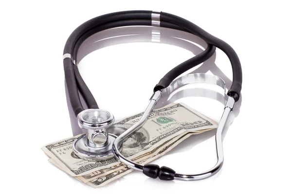 Stethoscope on dollars — Stock Photo, Image