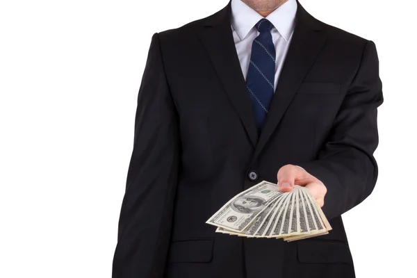 Businessman holding large sum of cash — Stock Photo, Image