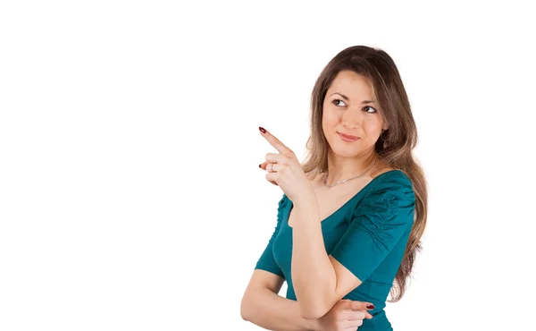 Girl pointing up — Stock Photo, Image