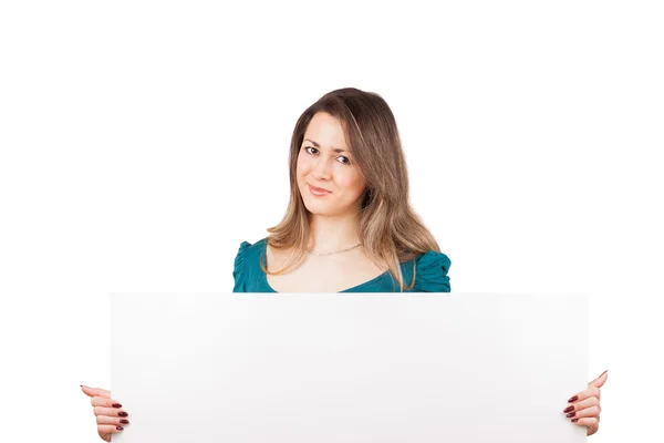 Young woman with blank — Stock Photo, Image