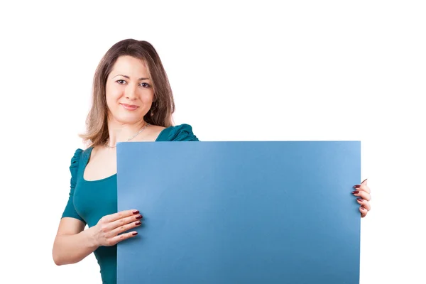 Young woman with blank — Stock Photo, Image