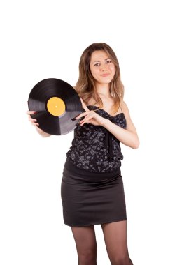 Vinil disk ile kız