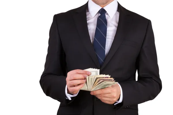 Empresário está contando dinheiro — Fotografia de Stock