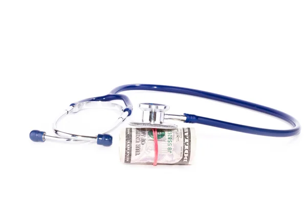 Doctor stethoscope with dollars — Stock Photo, Image