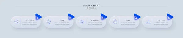 Glassmorfní Pětipólový Diagram Kulatými Štítky Čísly Vizualizace Obchodních Dat Slouží — Stockový vektor