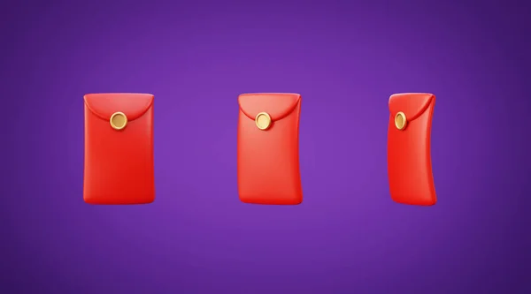 Desenhos Animados Envelopes Vermelhos Diferentes Ângulos Elementos Ano Novo Chinês — Fotografia de Stock