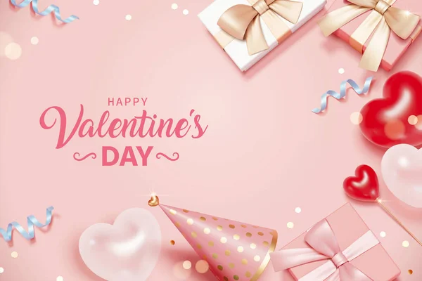 Élégant Design Fond Saint Valentin Fête Des Mères Vue Dessus — Image vectorielle