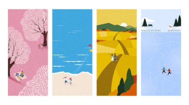 Güzel el yapımı mobil duvar kağıdı koleksiyonu. Romantik aşkın dört mevsimi.