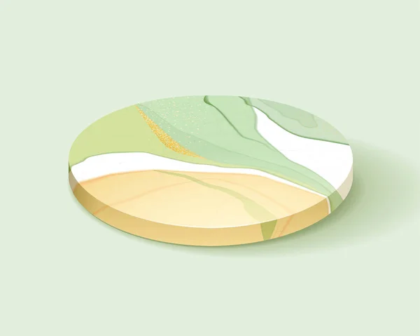 Cirkel Podium Med Färgglada Marmor Texturer Element Isolerad Ljusgrön Bakgrund — Stock vektor