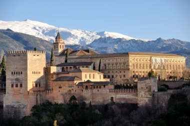 Granada'da alhambra palace'nın havadan görünümü