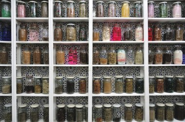 Glass Jars in a Moroccan Shop, Marrakech clipart