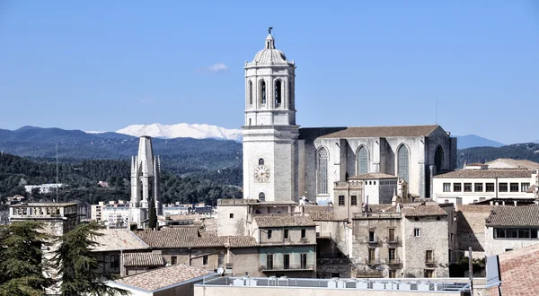 Aerial view of Church in Girona — Stock Photo, Image