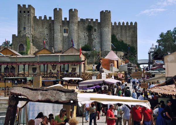 Middeleeuwse markt in obidos, portugal — Stockfoto