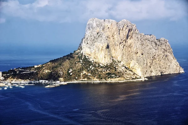 Aerial view of famous rock Penon de Ifach in Costa Blanca — Stock Photo, Image