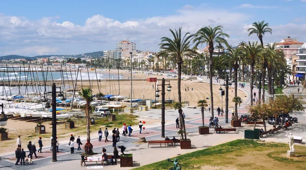 Sitges beach, costa dorada, İspanya havadan görünümü — Stok fotoğraf