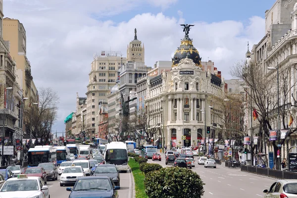 Calle Gran Vía en Madrid —  Fotos de Stock