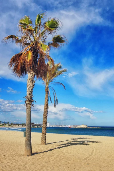 Playa de Barceloneta vacía en Barcelona — Foto de Stock