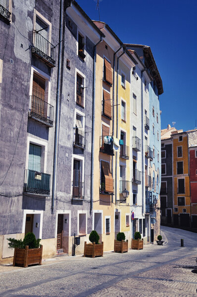 View of painted houses of Cuenca, Spain