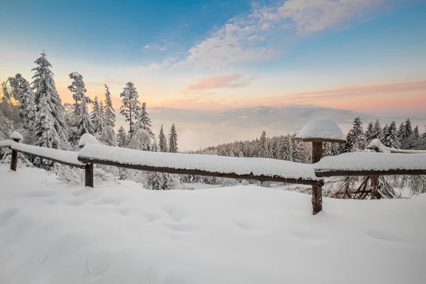 Beautiful winter sunrise photo taken in mountains — Stock Photo, Image