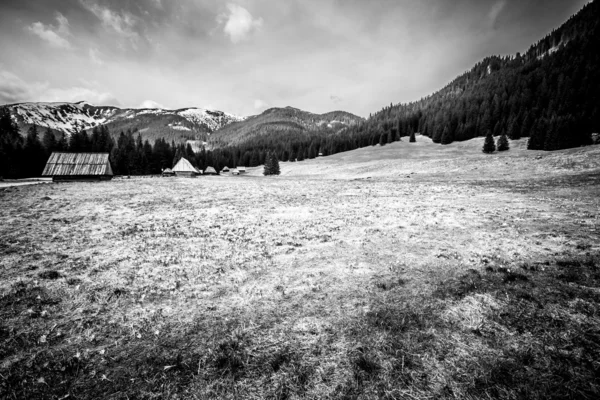 Tatry piękny krajobraz w czerni i bieli — Zdjęcie stockowe