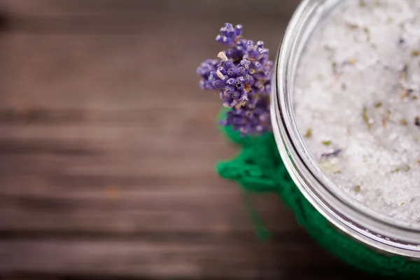 Natural lavender and coconut body scrub — Stock Photo, Image