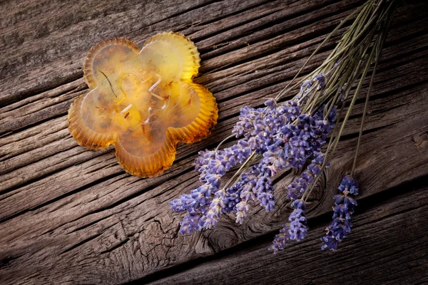 Natural diy soap with lavender — Stock Photo, Image