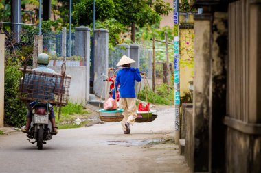 Vietnam 'ın doğu mimarisi arasında güzel yerli halk Hoi An' da çekildi.