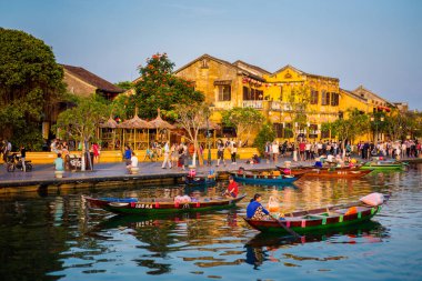Hoi An, Vietnam - Şubat 2020: Vietnam 'ın dünya mirasının güzel simgesi Hoian