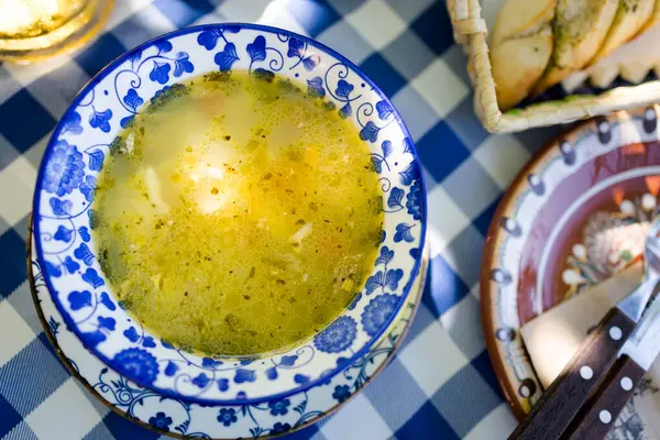 Delizioso Cibo Locale Colorato Ristorante Cucina Tradizionale Bulgara Zuppa Pesce — Foto Stock