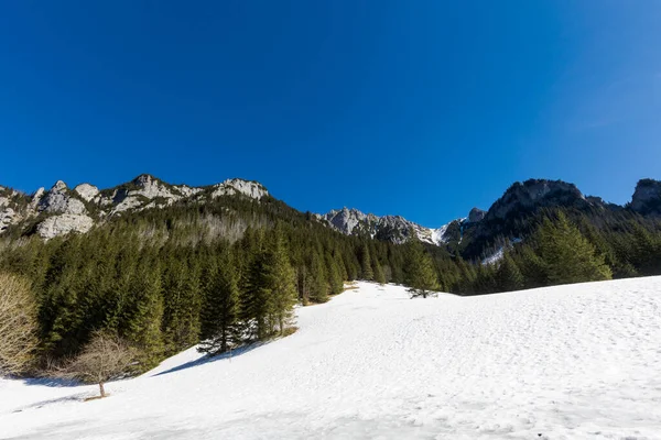 Vackra Polish Westtatry Berg Landskap Vintern Soligt Panorama Dolina Koscieliska — Stockfoto