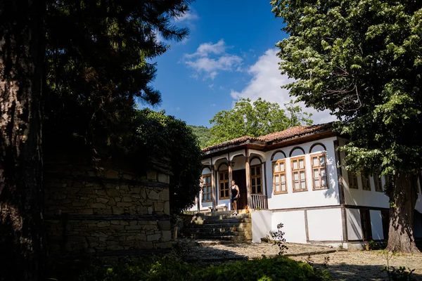 Summer Landmark Photo Old Authentic Bulgarian Zheravna Village Landscape Blue — Stock Photo, Image