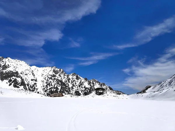 Vacker Panorama Vintern Tatry Berg Fem Sjöar Valley Dolina Pieciu — Stockfoto