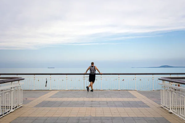 Summer Beautiful Burgas City Bulgaria Landscape Pier Sea Young Male — Stockfoto