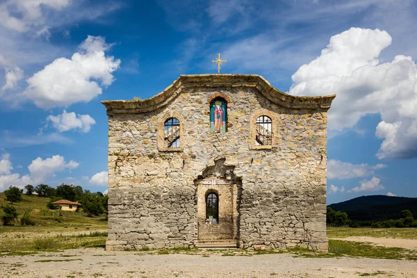 Summer Photo Submerged Church Zhrebchevo Bulgaria Landscape Blue Sky — Stok fotoğraf