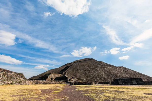 Beautiful architecture of Teotihuacan pyramids in Mexico. Landscape with beautiful blue sky.