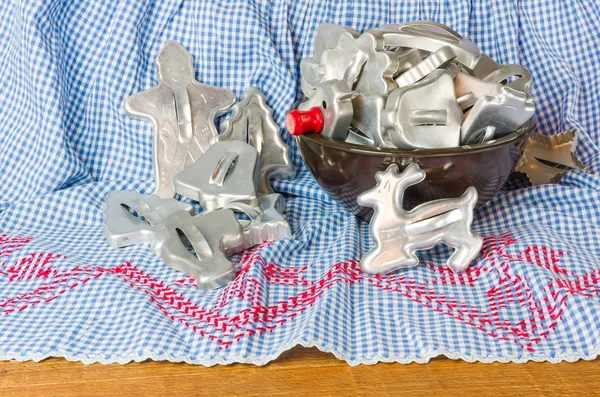 Vintage cookie cutters on the table — Stock Photo, Image