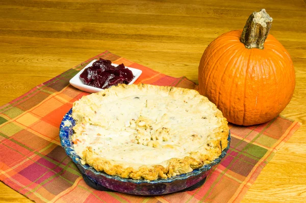 Turkey pot pie with cranberries and pumpkin — Stock Photo, Image