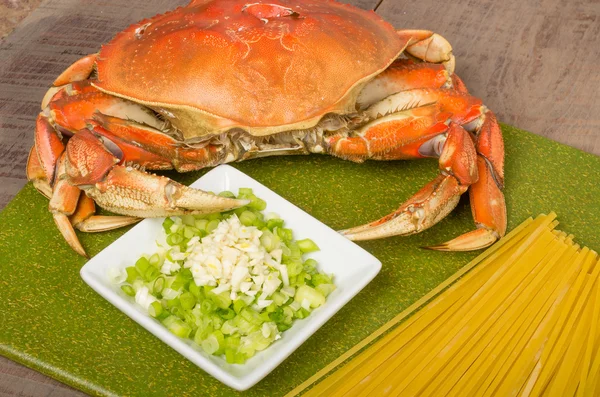 Ingredients for crab pasta — Stok fotoğraf