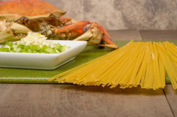 Ingredients for crab pasta — Stock Photo, Image